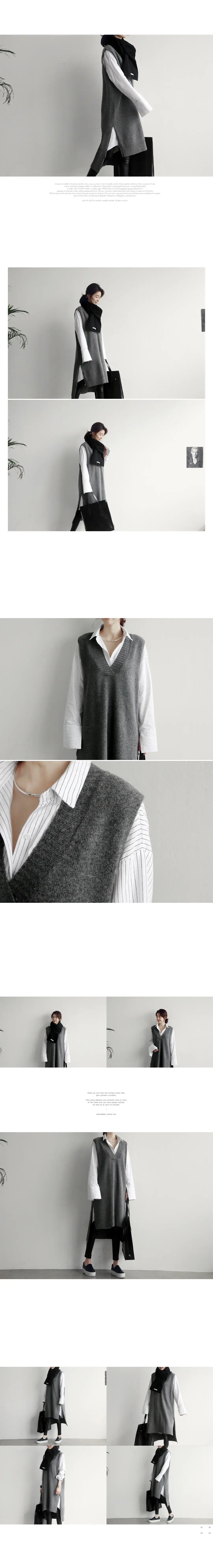 2022 Korean Style Grey Knitted Vest with V-Neck — feature 39
