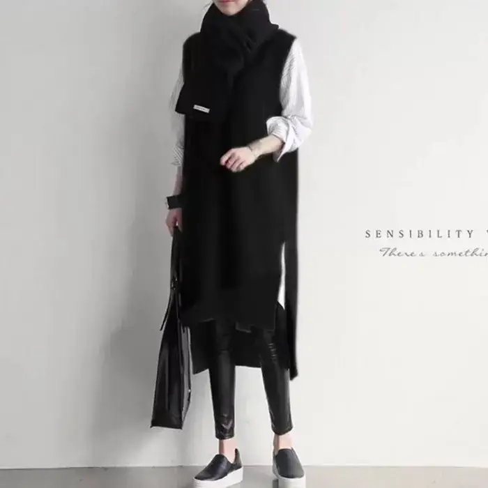 2022 Korean Style Grey Knitted Vest with V-Neck - Image 2