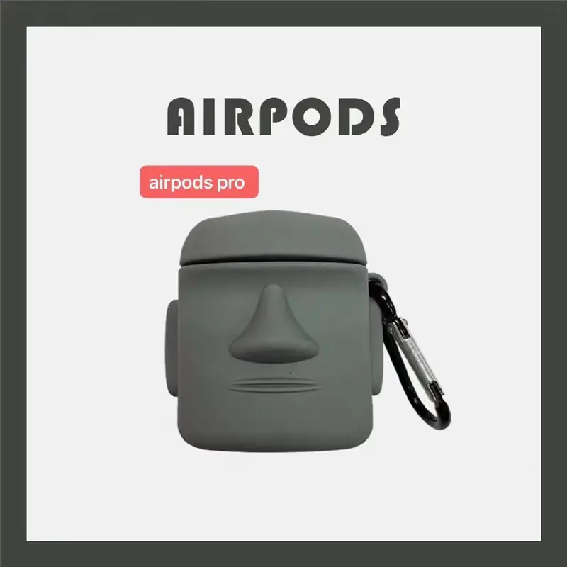 Creative Stone Moai AirPods Pro Earphone Case Anti-Drop Protective Case - Image 3