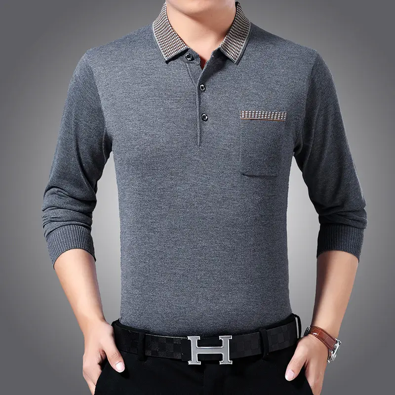 Men Navy Polo T-Shirt with Real Pocket & Turn-Down Collar - Image 4