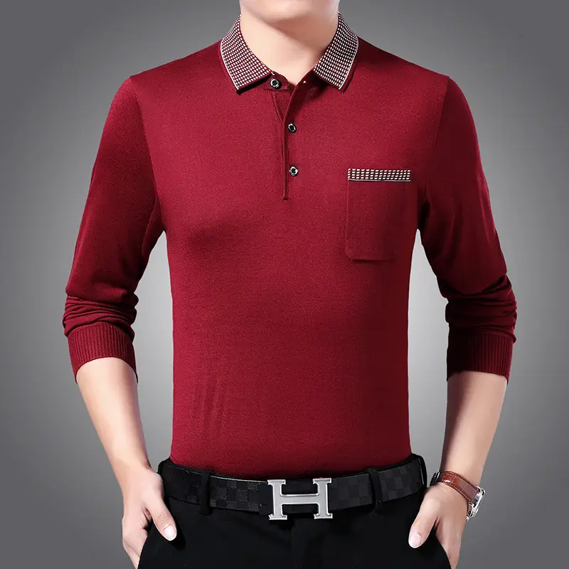 Men Navy Polo T-Shirt with Real Pocket & Turn-Down Collar — feature 4