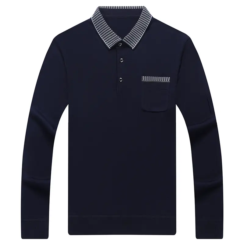 Men Navy Polo T-Shirt with Real Pocket & Turn-Down Collar — feature 5