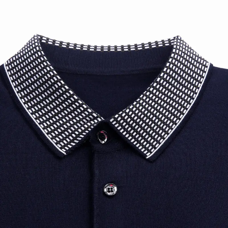 Men Navy Polo T-Shirt with Real Pocket & Turn-Down Collar — feature 8