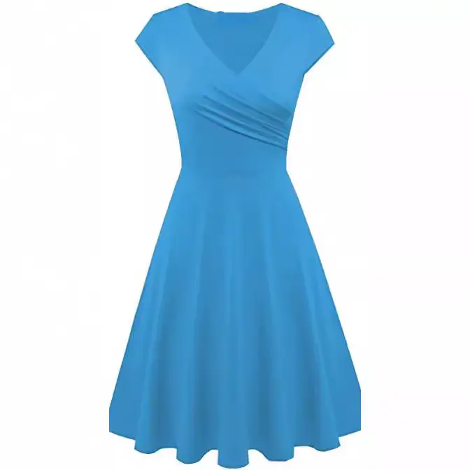 2023 Yellow V Neck Slim Fit Dress for Women - Image 20