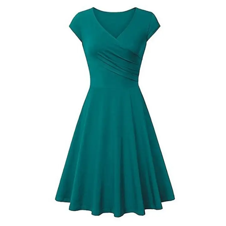 2023 Yellow V Neck Slim Fit Dress for Women - Image 21