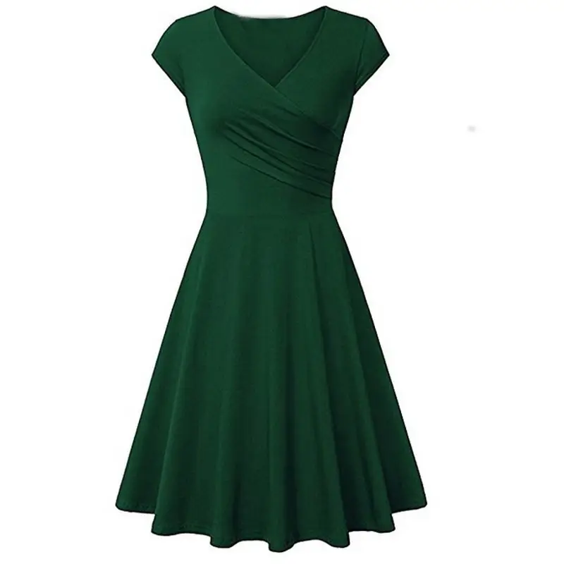 2023 Yellow V Neck Slim Fit Dress for Women — feature 7