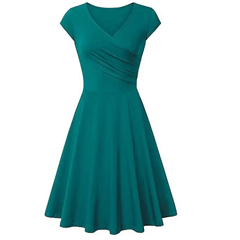 2023 Yellow V Neck Slim Fit Dress for Women — feature 9