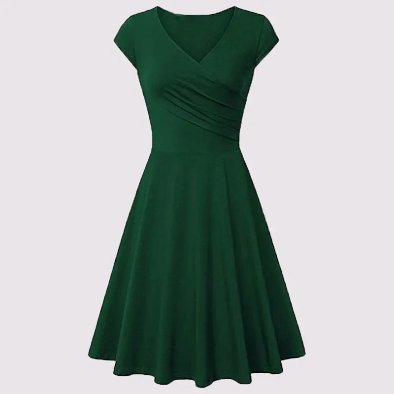 2023 Yellow V Neck Slim Fit Dress for Women - Image 8