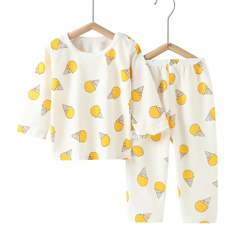 Baby's Air-conditioning Suit Thin Long-sleeved Summer Cotton Men's Baby's Home Clothes Summer Clothes Daughter's Children's Pajamas Summer