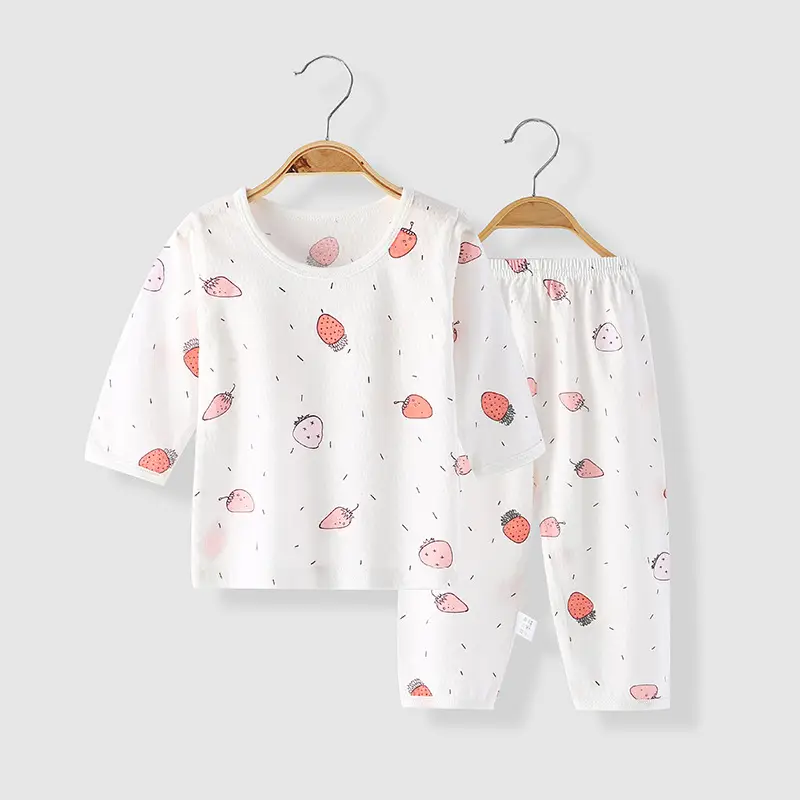 Baby's Air-conditioning Suit Thin Long-sleeved Summer Cotton Men's Baby's Home Clothes Summer Clothes Daughter's Children's Pajamas Summer