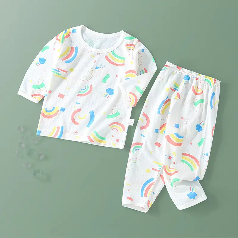 Baby's Air-conditioning Suit Thin Long-sleeved Summer Cotton Men's Baby's Home Clothes Summer Clothes Daughter's Children's Pajamas Summer
