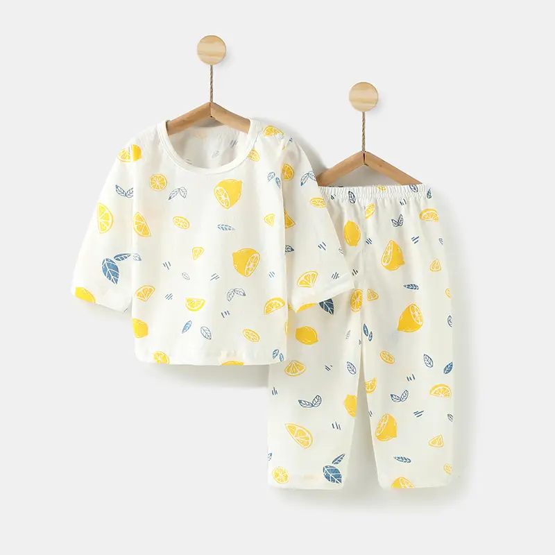 Baby's Air-conditioning Suit Thin Long-sleeved Summer Cotton Men's Baby's Home Clothes Summer Clothes Daughter's Children's Pajamas Summer