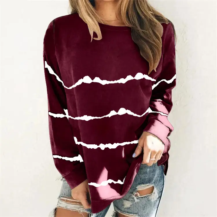 Women's 2022 Tie-dye Striped Long Sleeve T-Shirt - Image 3