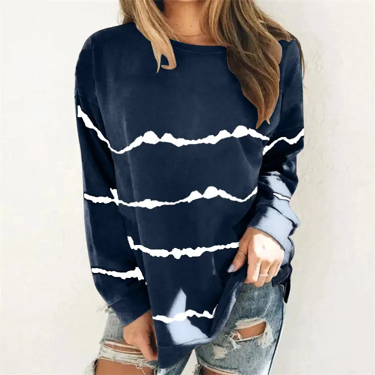 Women's 2022 Tie-dye Striped Long Sleeve T-Shirt - Image 4