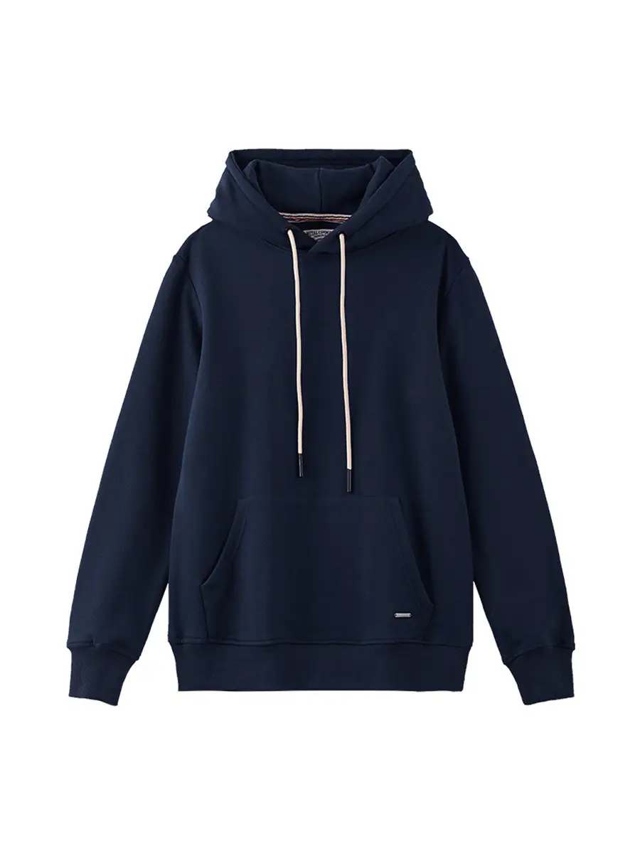 Men Navy Blue Heavyweight Hooded Sweatshirt