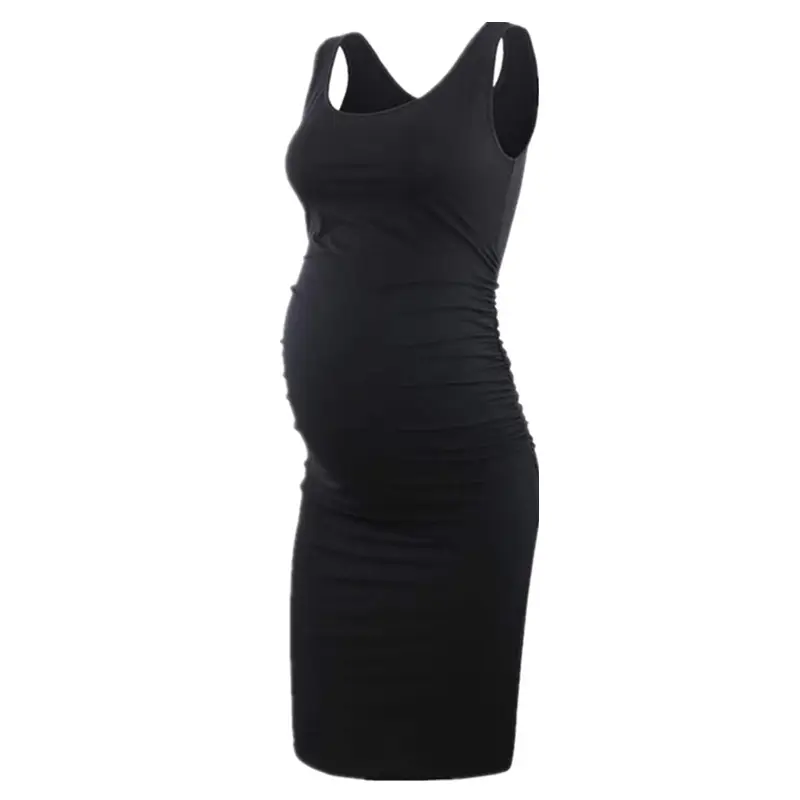 Blue Round Neck Sleeveless Maternity Dress for Newborns - Image 4