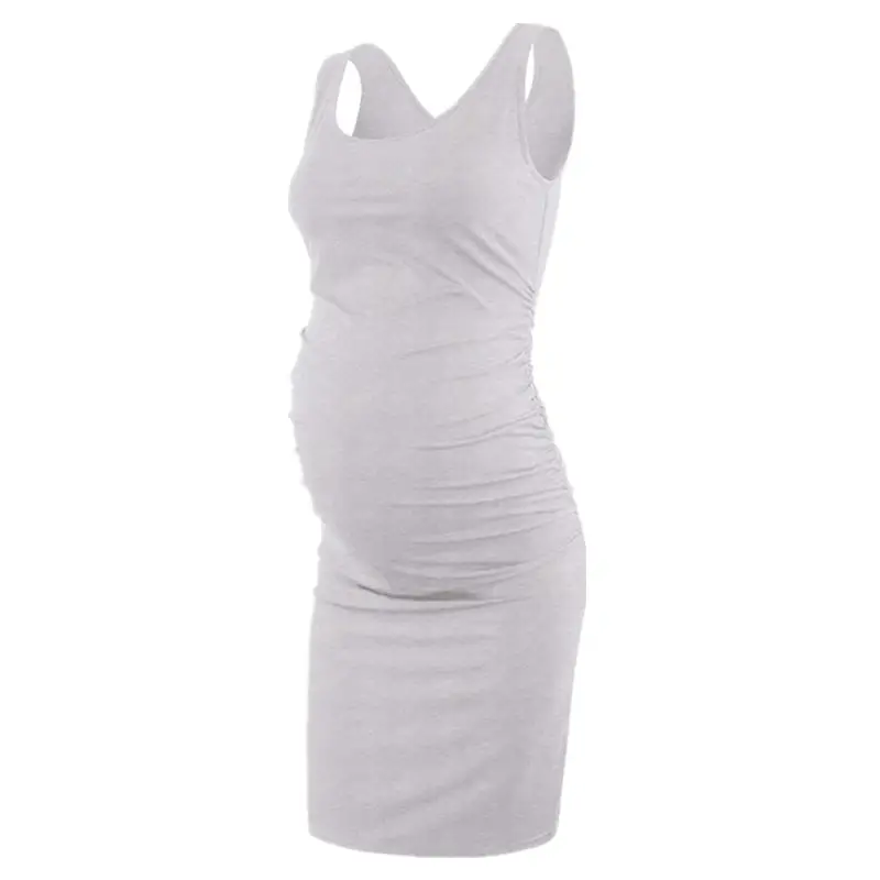 Blue Round Neck Sleeveless Maternity Dress for Newborns - Image 2
