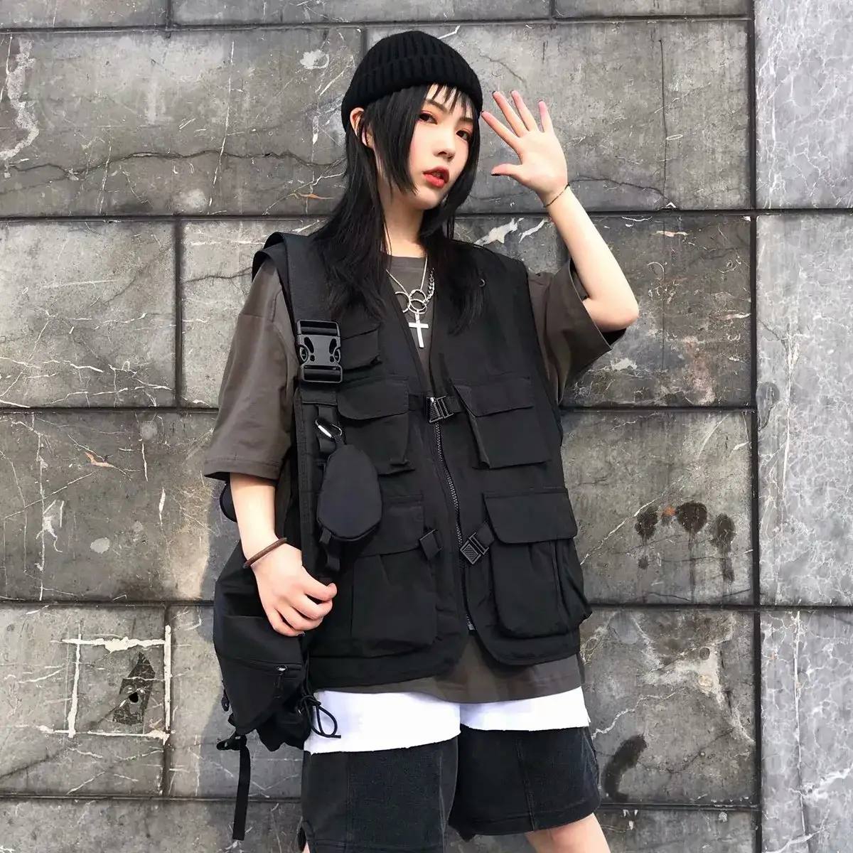 Japanese Style Tactical Vest for Men 2020 Black Multi Pocket