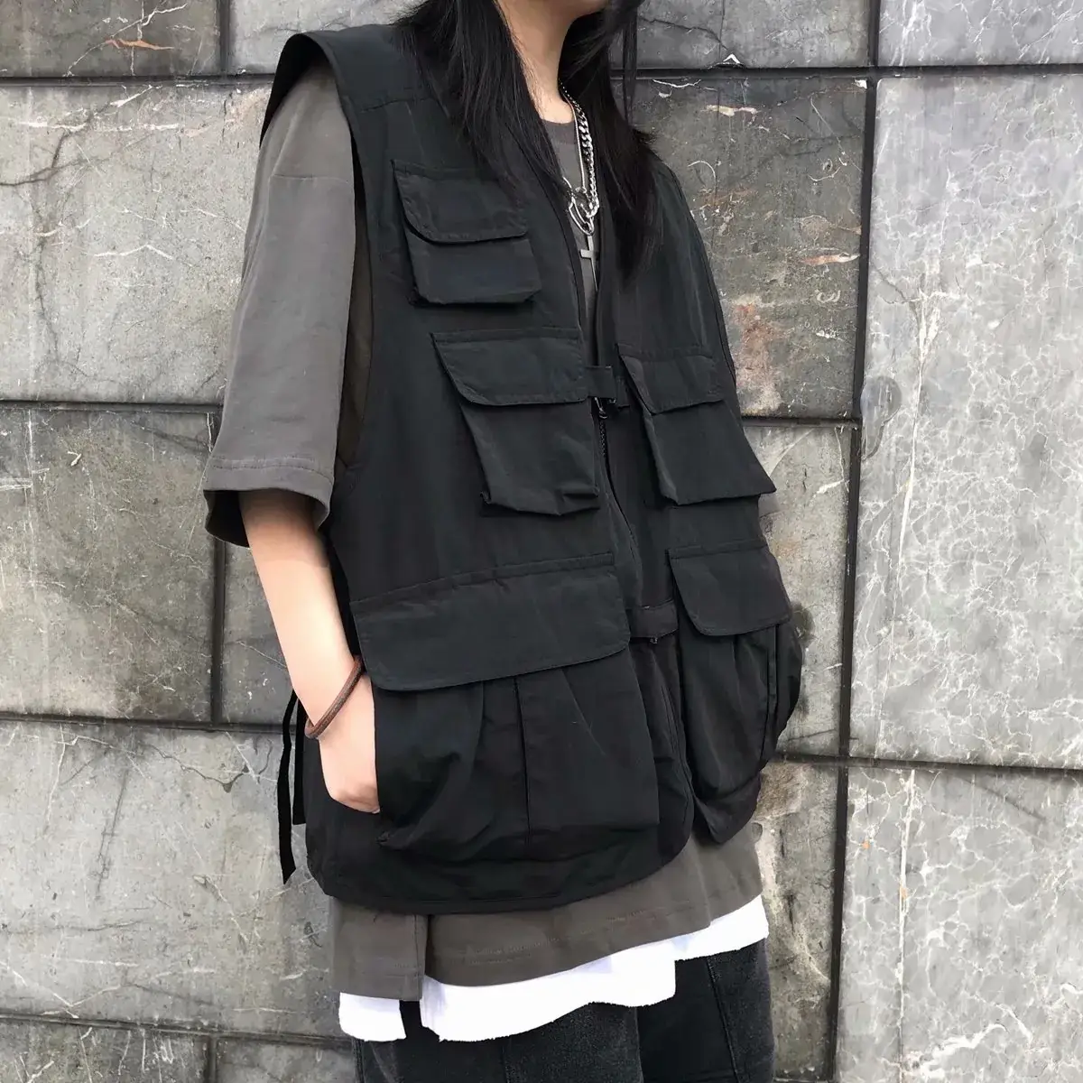 Japanese Style Tactical Vest for Men 2020 Black Multi Pocket