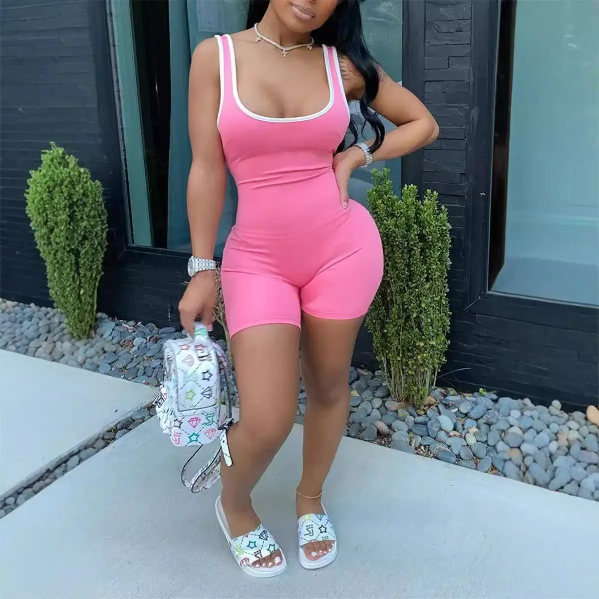 Blue Suspenders Jumpsuit Women Summer Yoga Wear - Image 7