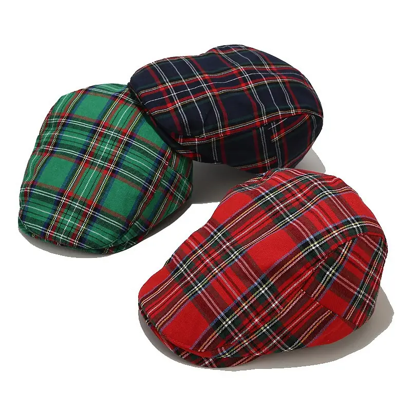 Women's Red Plaid Korean Sun Hat - Image 8