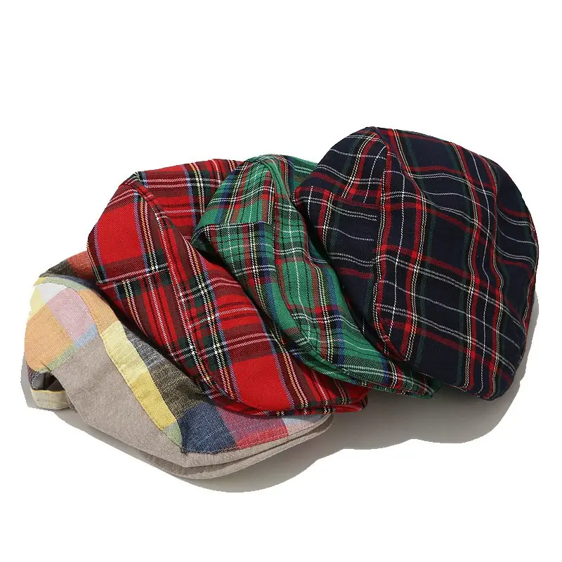 Women's Red Plaid Korean Sun Hat - Image 9