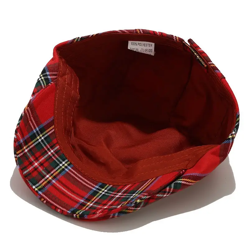 Women's Red Plaid Korean Sun Hat - Image 10