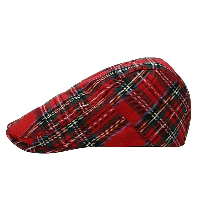 Women's Red Plaid Korean Sun Hat - Image 11