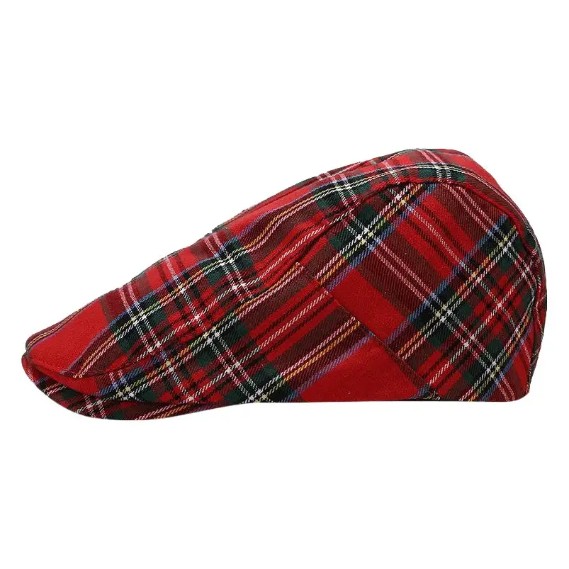 Women's Red Plaid Korean Sun Hat