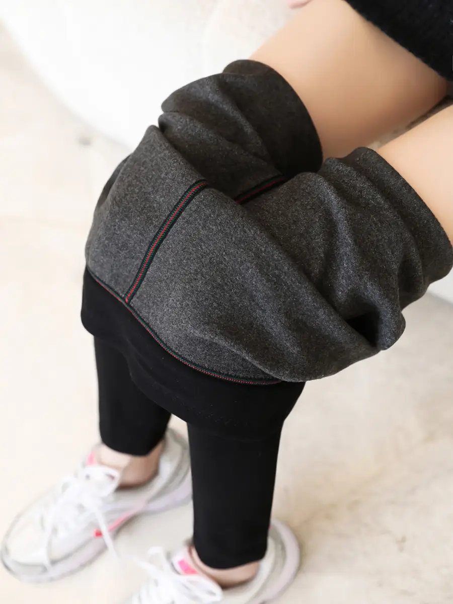 Women's Warm Black Cotton Slimming Leggings - Image 14