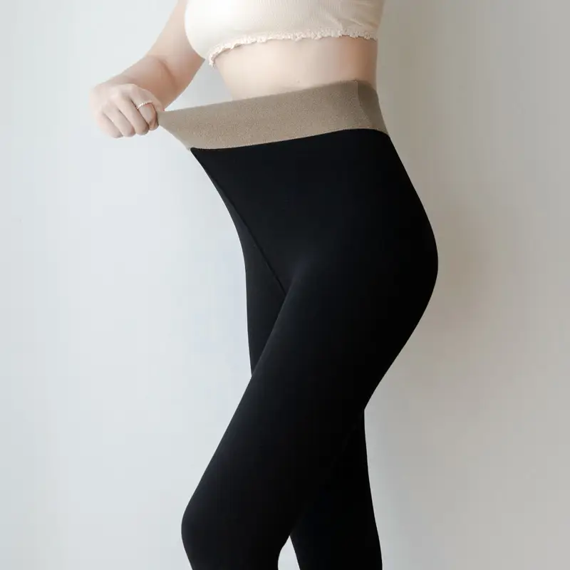 Women's Warm Black Cotton Slimming Leggings - Image 4