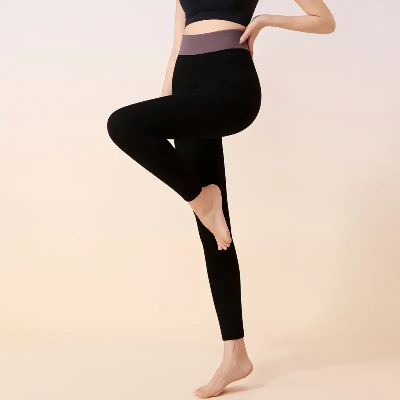 Women's Warm Black Cotton Slimming Leggings - Image 7