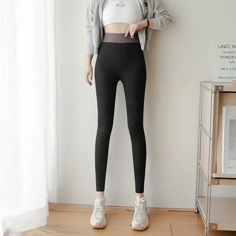 Women's Warm Black Cotton Slimming Leggings - Image 9