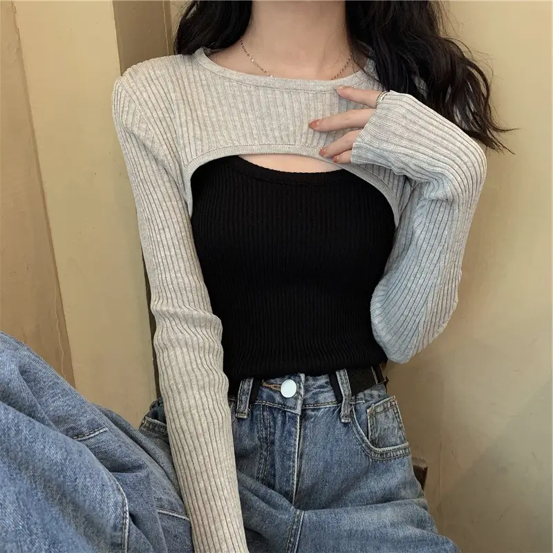 Pink Long Sleeve Knitted Top for Women - Image 10