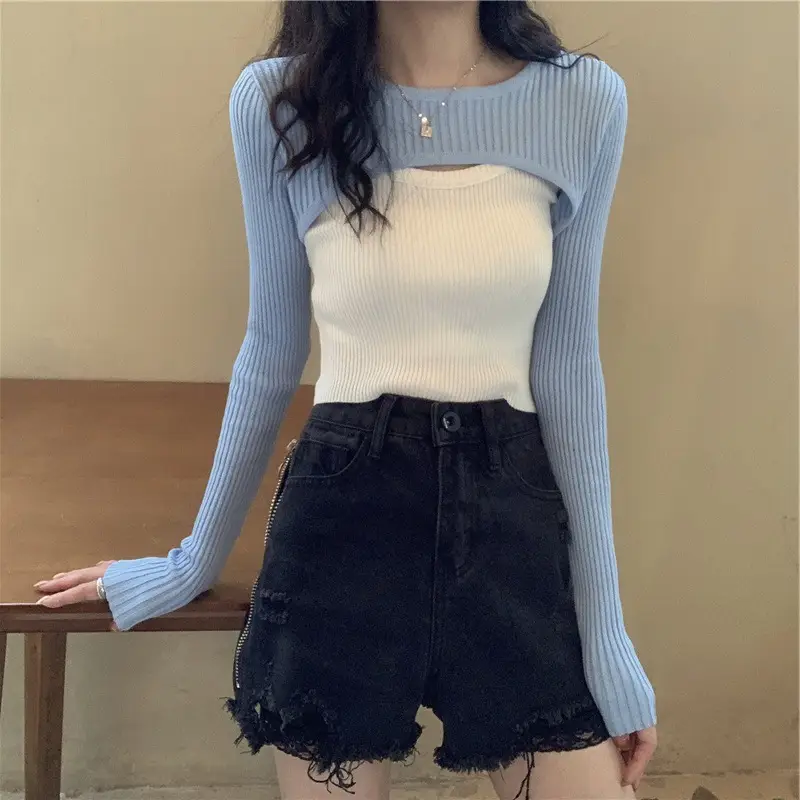 Pink Long Sleeve Knitted Top for Women - Image 11