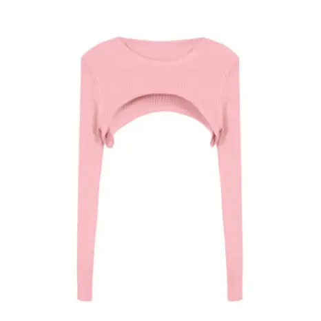 Pink Long Sleeve Knitted Top for Women - Image 4