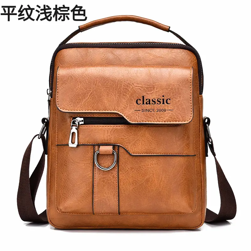 Men's Black Leather Crossbody Shoulder Bag Retro Business Style - Image 11