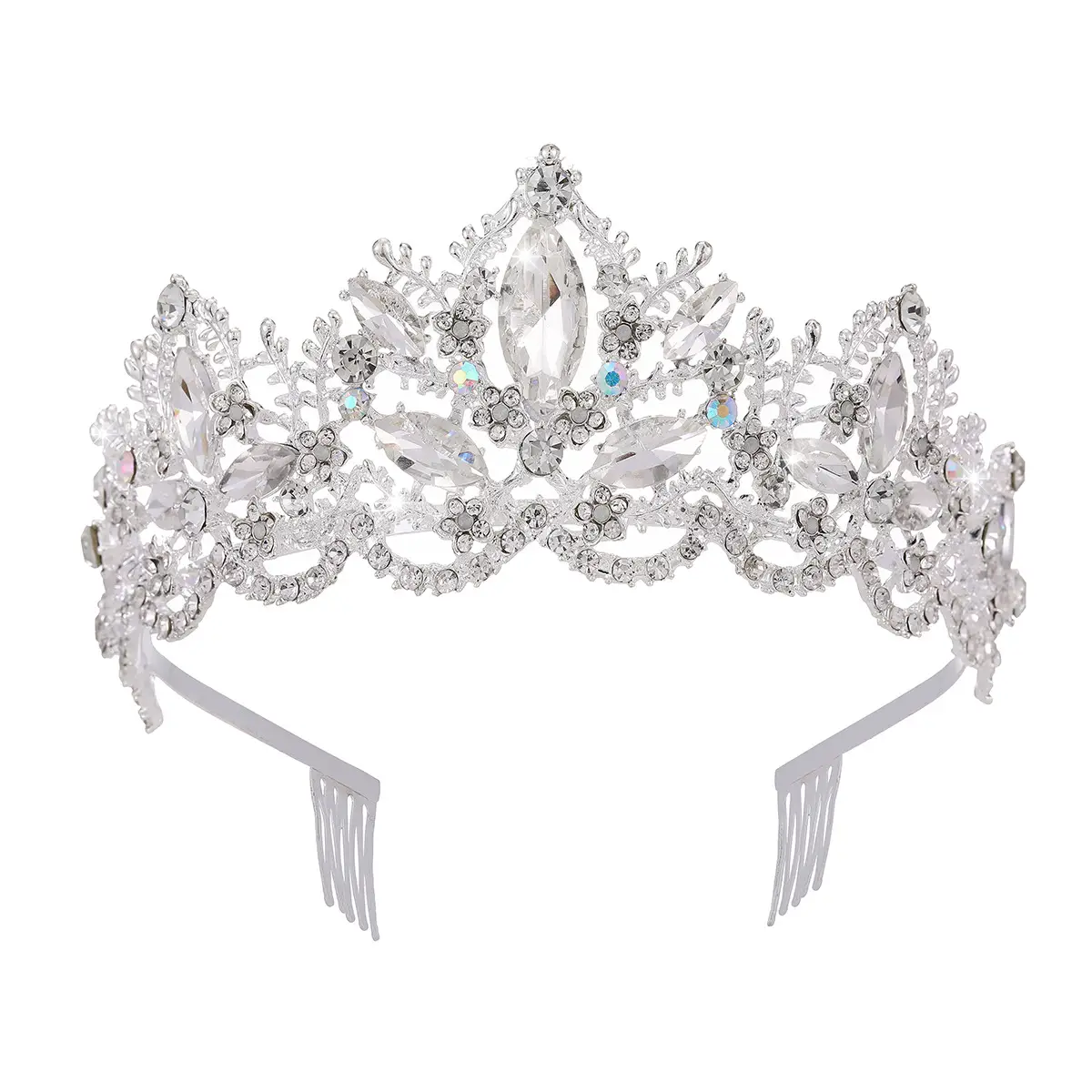 Luxury Crystal Bridal Hair Crown with Red Resin & Gold Alloy - Image 20