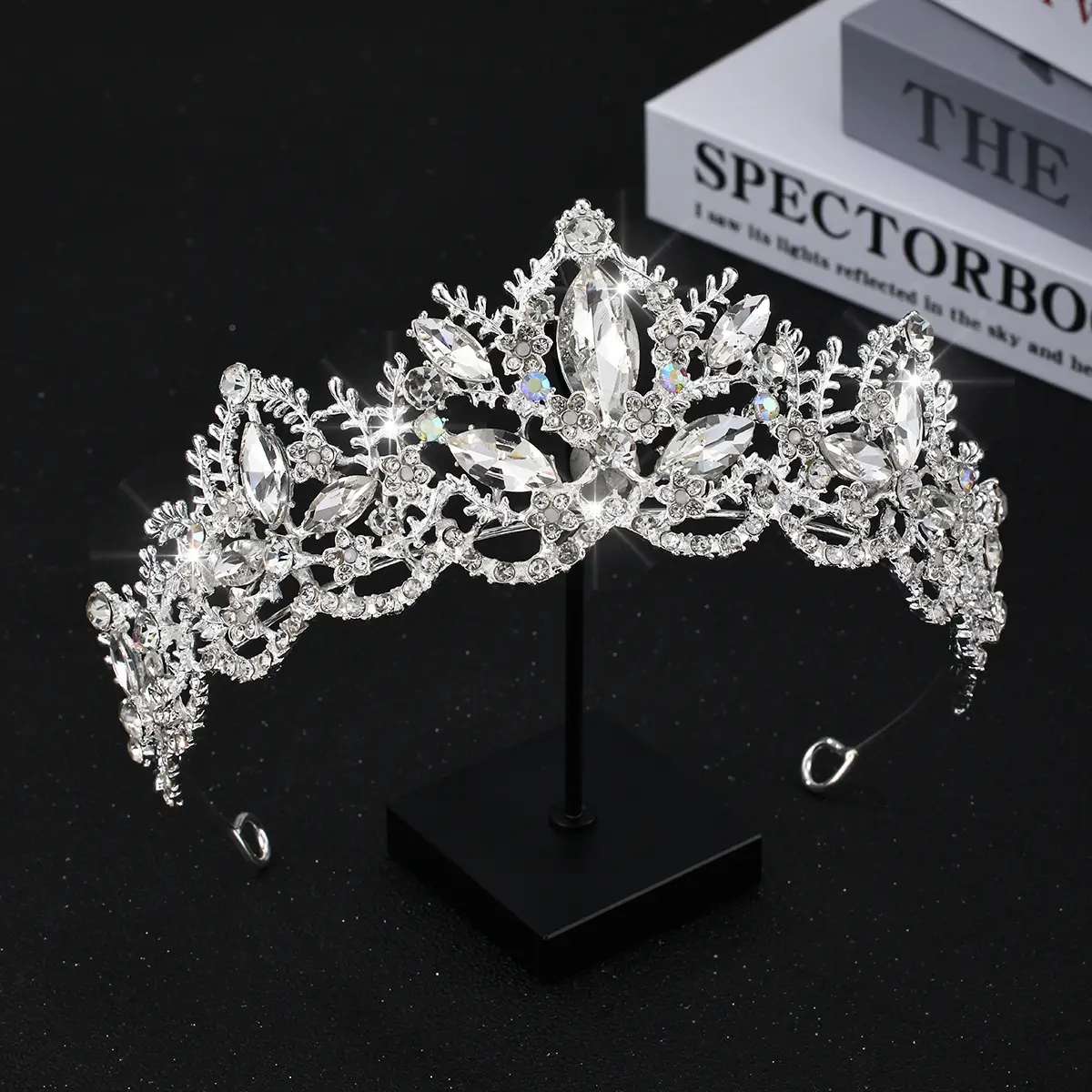 Luxury Crystal Bridal Hair Crown with Red Resin & Gold Alloy — feature 13