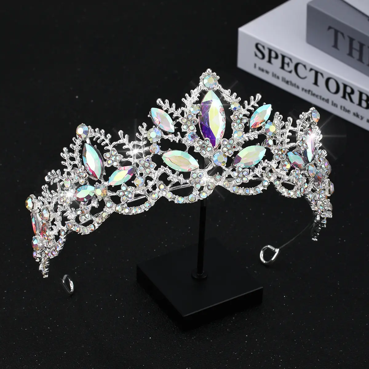 Luxury Crystal Bridal Hair Crown with Red Resin & Gold Alloy — feature 15