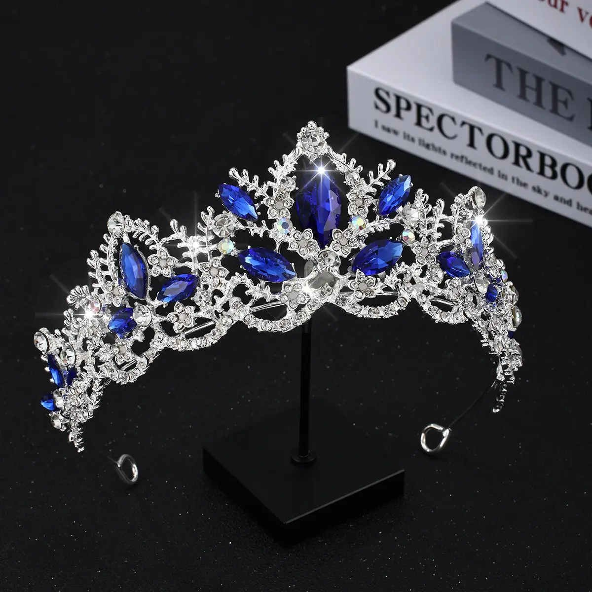 Luxury Crystal Bridal Hair Crown with Red Resin & Gold Alloy — feature 18