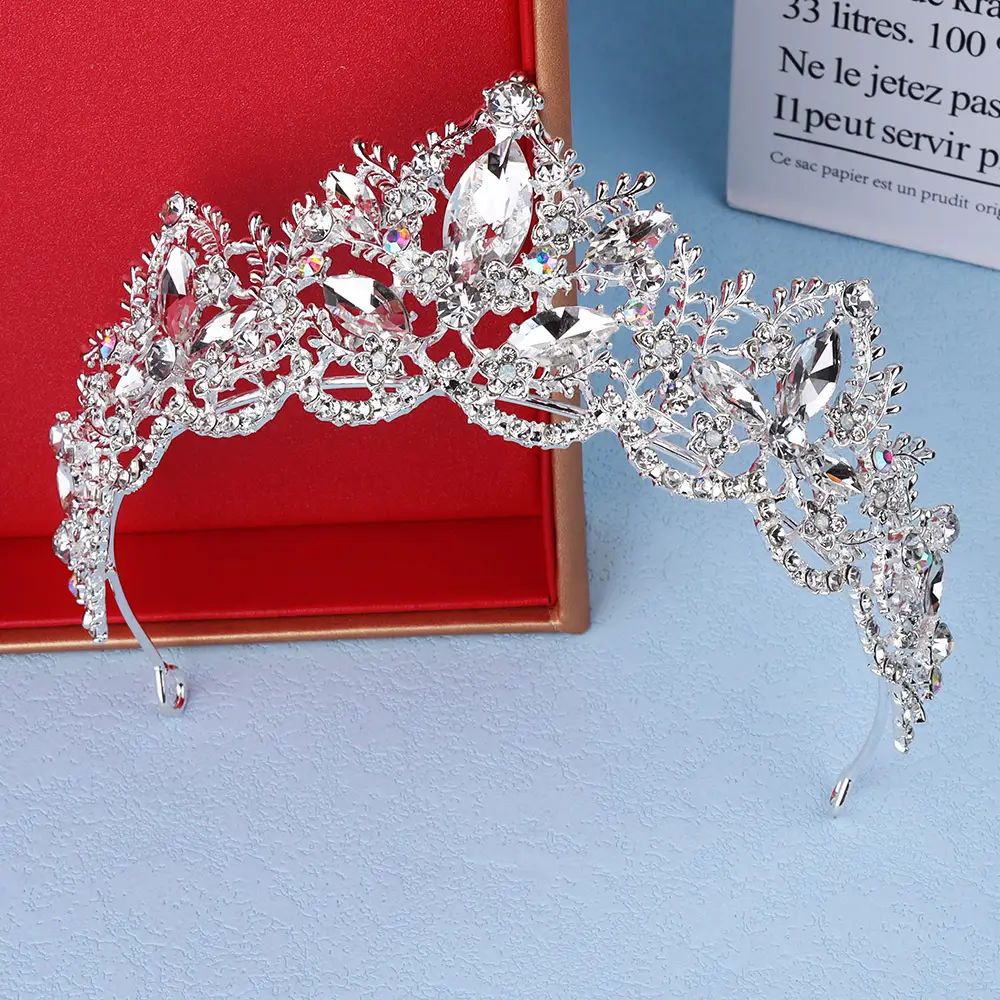 Luxury Crystal Bridal Hair Crown with Red Resin & Gold Alloy — feature 23