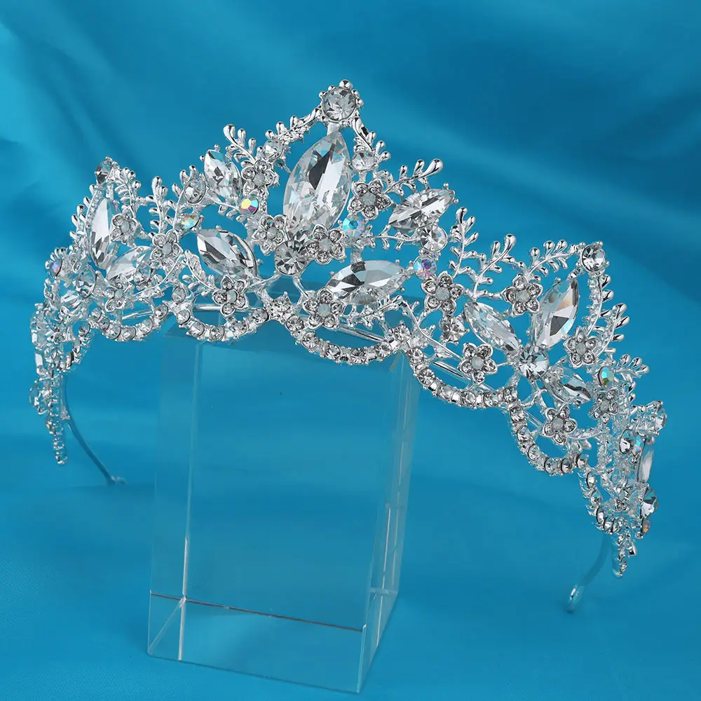 Luxury Crystal Bridal Hair Crown with Red Resin & Gold Alloy — feature 24