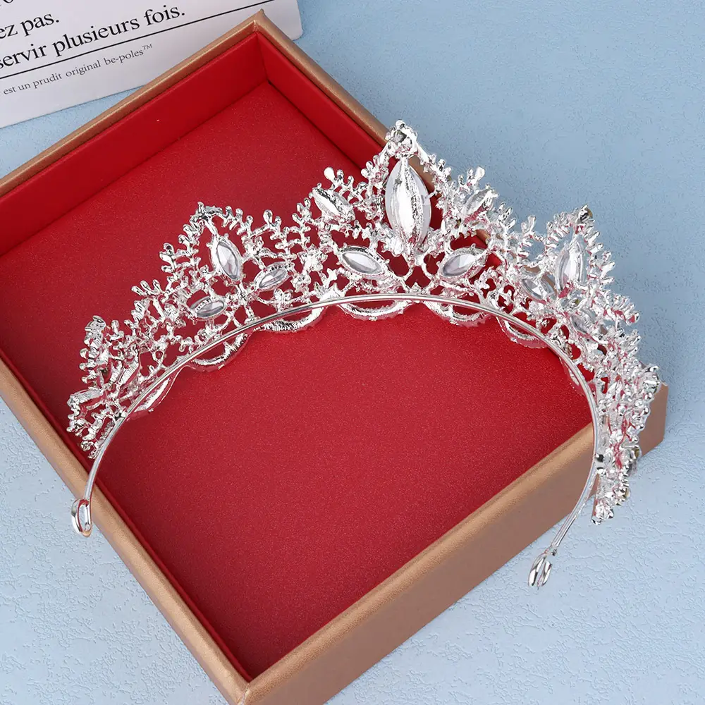 Luxury Crystal Bridal Hair Crown with Red Resin & Gold Alloy — feature 25