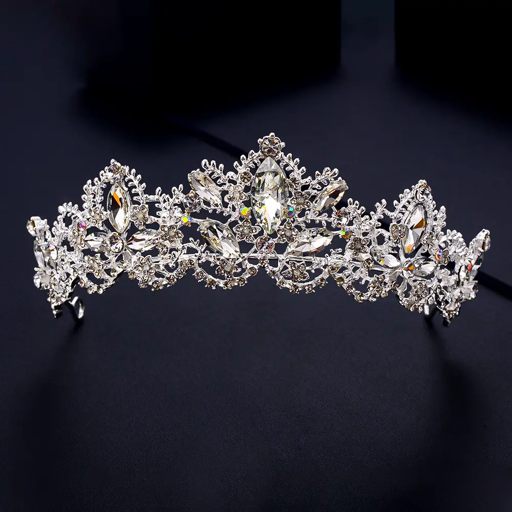 Luxury Crystal Bridal Hair Crown with Red Resin & Gold Alloy — feature 27