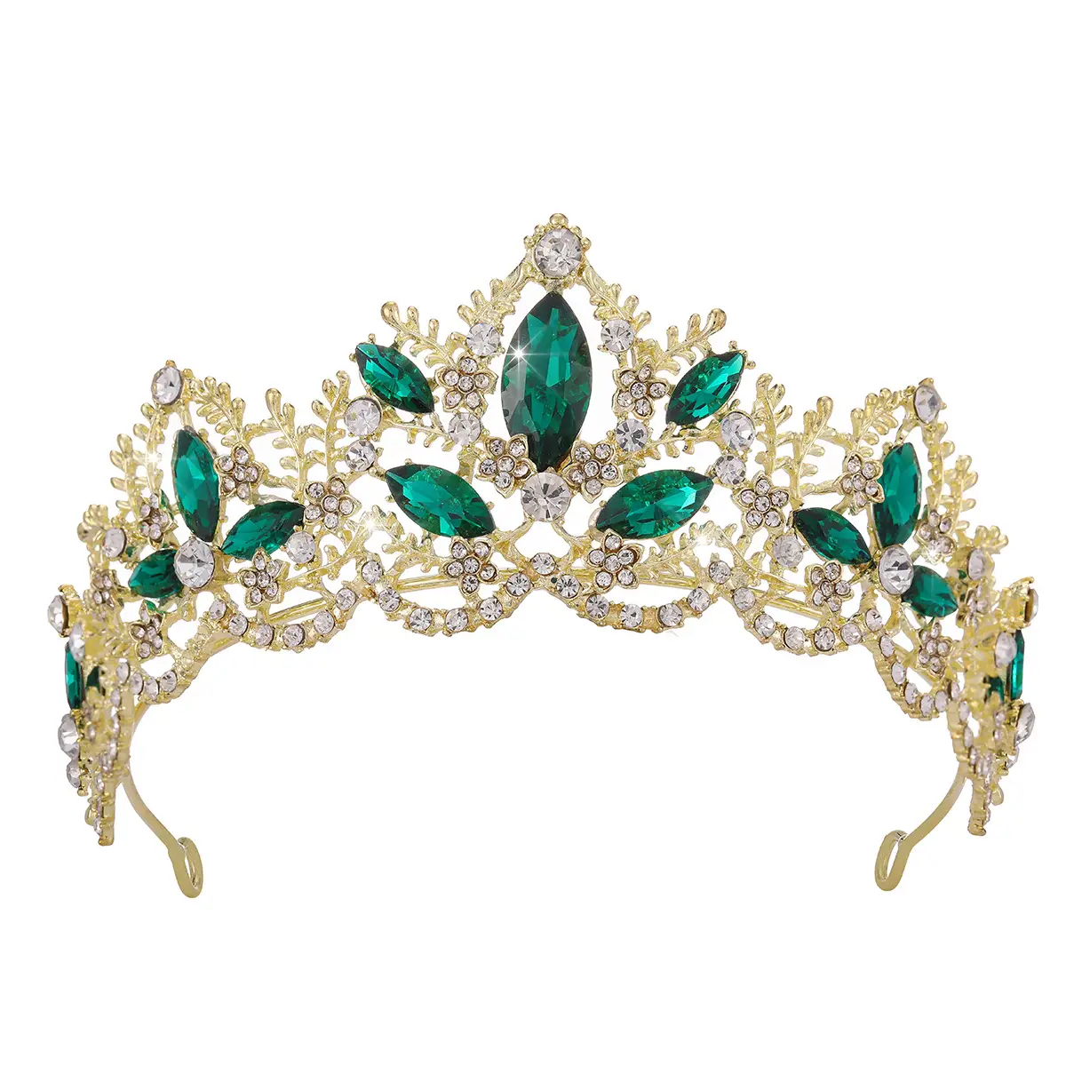 Luxury Crystal Bridal Hair Crown with Red Resin & Gold Alloy - Image 11