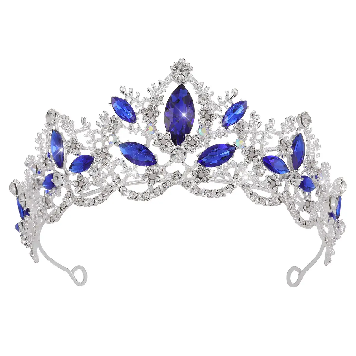 Luxury Crystal Bridal Hair Crown with Red Resin & Gold Alloy - Image 12