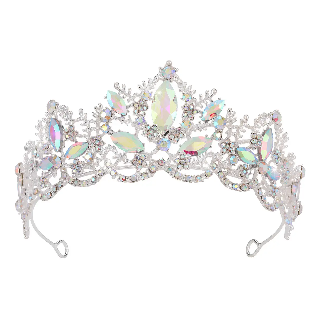 Luxury Crystal Bridal Hair Crown with Red Resin & Gold Alloy - Image 14