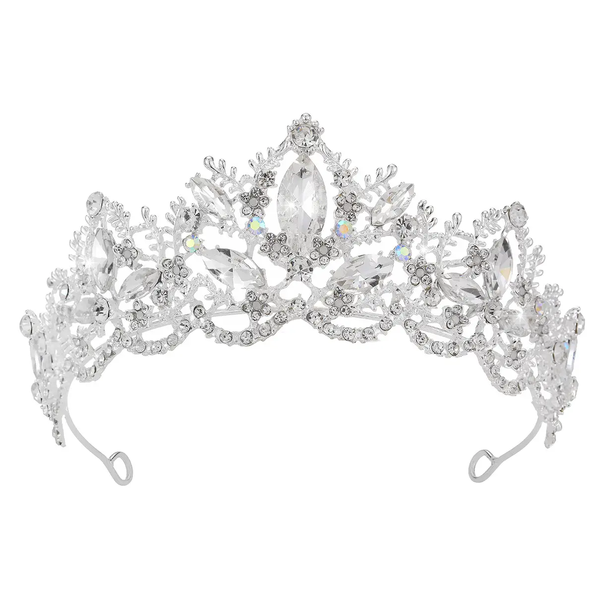 Luxury Crystal Bridal Hair Crown with Red Resin & Gold Alloy - Image 2