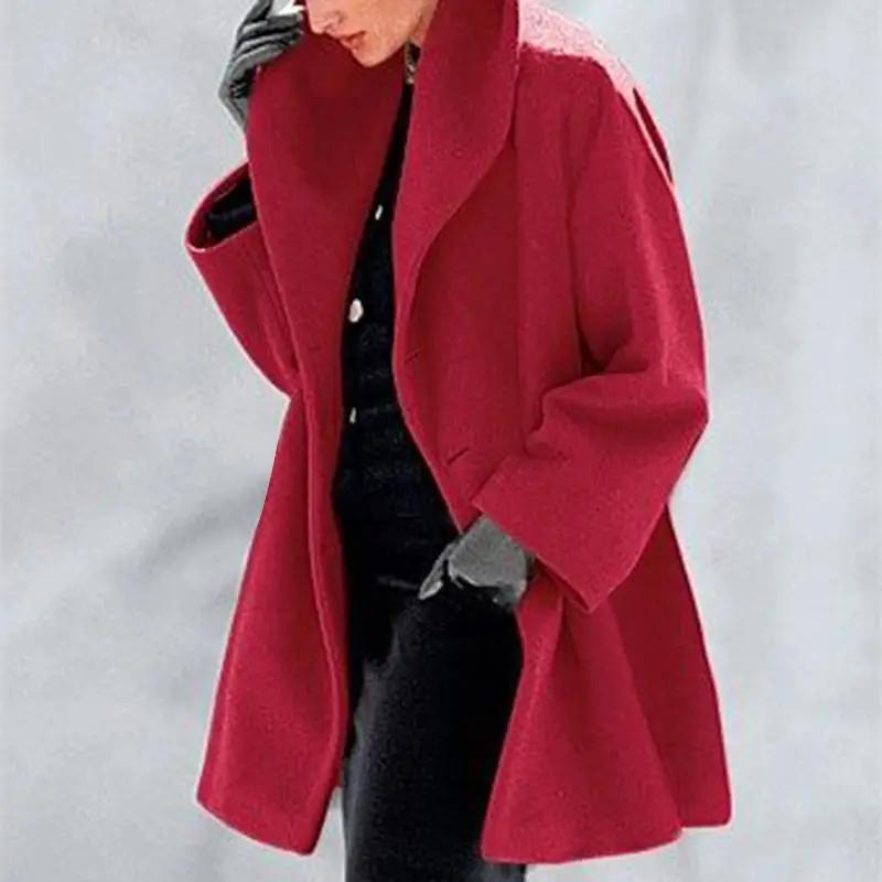Hot Purple Woolen Hooded Coat for Women - Image 2